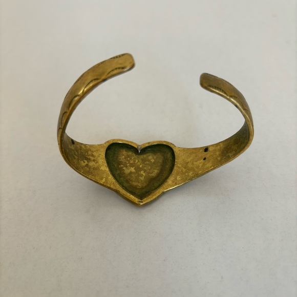 Chibi Jewels Heart Medallion Adjustable Brass Cuff Bracelet - Picture 7 of 12